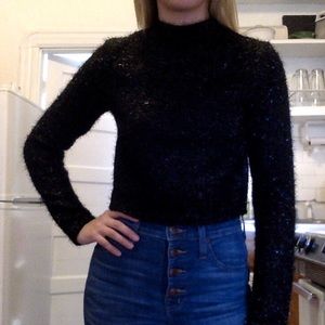 Black sparkly sweater with mock turtle neck